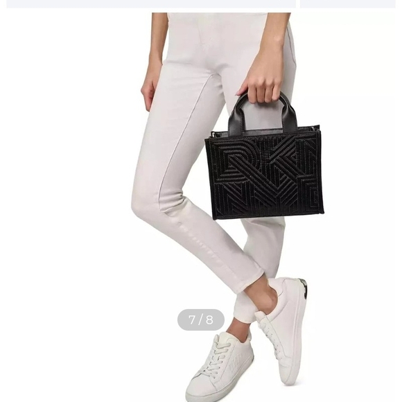 DKNY Black Quilted Logo Tote - Picture 4 of 11